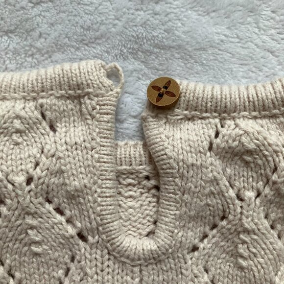 Catherine Malandrino Mini Sweater Baby Dress 12M | Cream Knit w/ Flowers VGUC - Picture 12 of 16